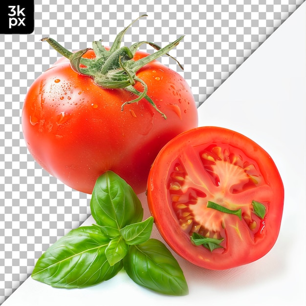 PSD un tomate y un tomate están en un fondo a cuadros