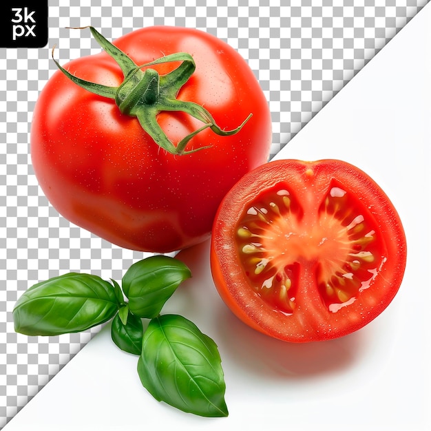 PSD un tomate y un tomate se muestran en una mesa a cuadros