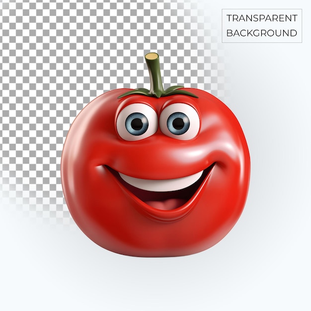 PSD tomate vermelho 3d emoji sorridente fundo transparente psd grátis