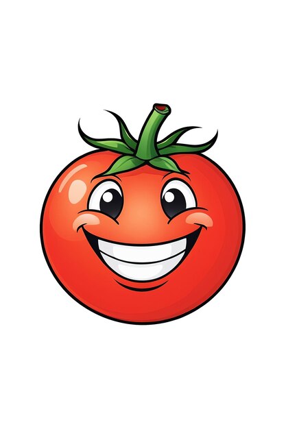 Tomate vermelho com cara feliz.