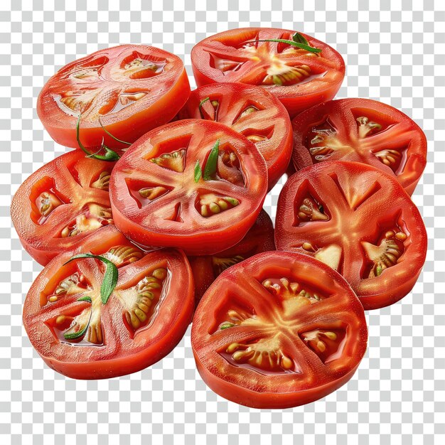 PSD tomates em fatias de fundo transparente