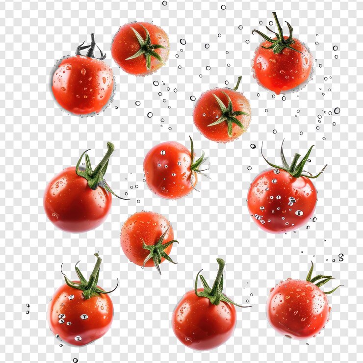 PSD tomates flutuantes em fundo transparente psd