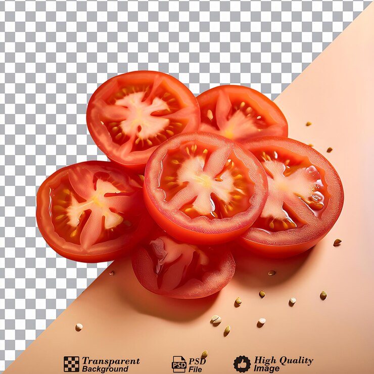PSD tomates frescos en rodajas aislados