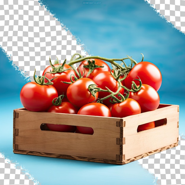 PSD tomates maduros em caixas em fundo transparente