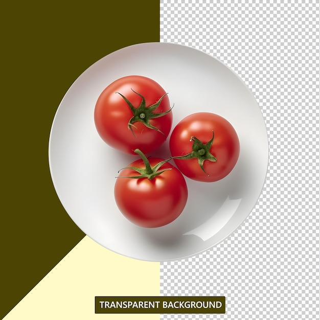Tomates en un plato blanco archivo psd transparente