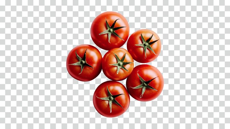 Los tomates rojos muestran su impresionante color y textura sobre un fondo transparente