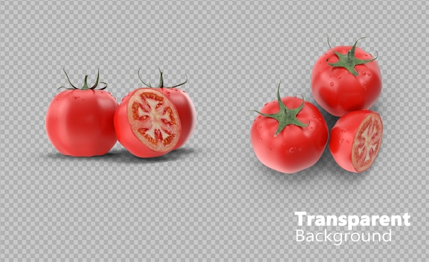 Tomates sobre un fondo transparente