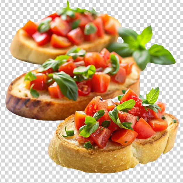 PSD tomato and basil bread on transparent background