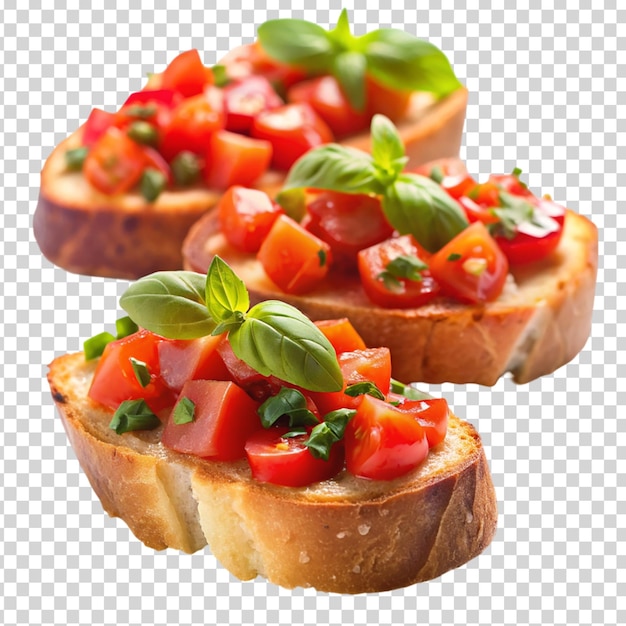 PSD tomato and basil bread on transparent background