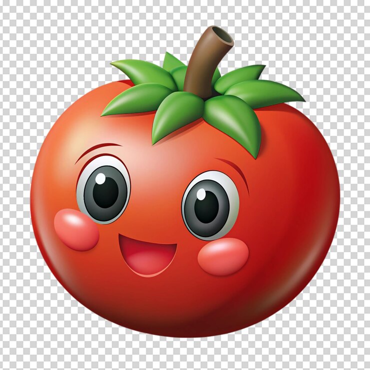 PSD tomato cartoon style isolated on white background