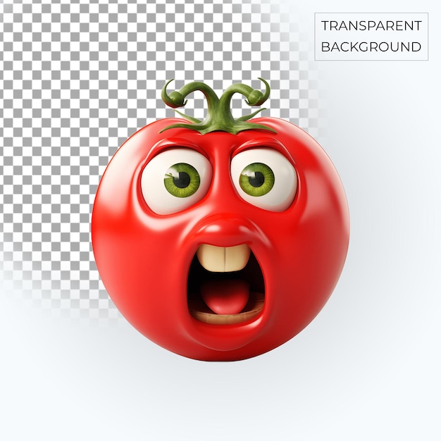 tomato rosso 3d emoji triste sfondo trasparente PSD gratuito