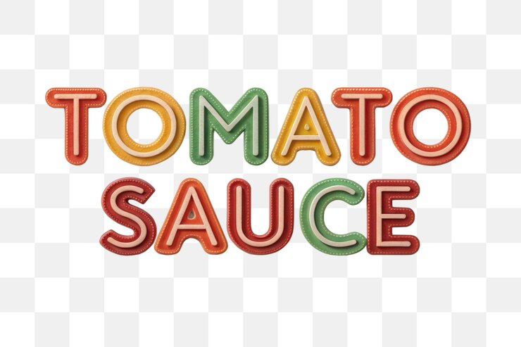 PSD tomato sauce colorful 3d text effect creative and vibrant typography design