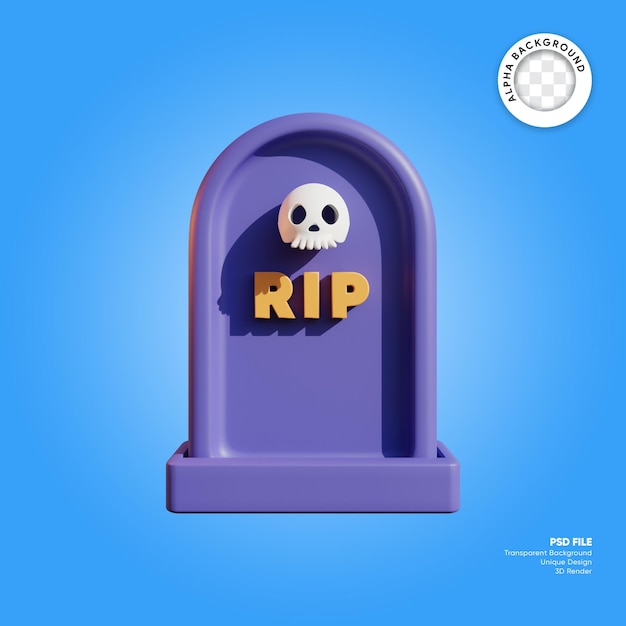 PSD tombstone tombe repose en paix 3d element spooky