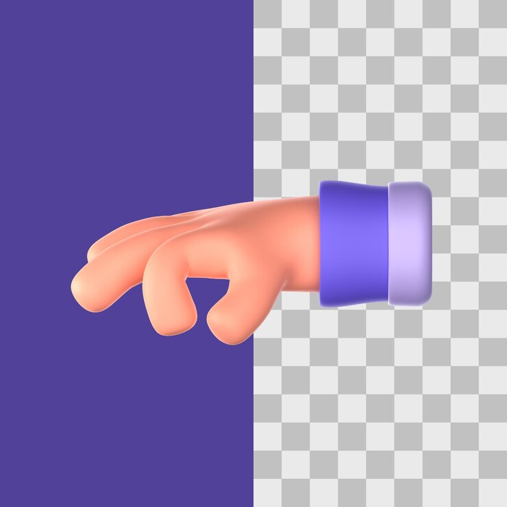 PSD tome el gesto de la mano en 3d render para la presentación web de activos gráficos u otros