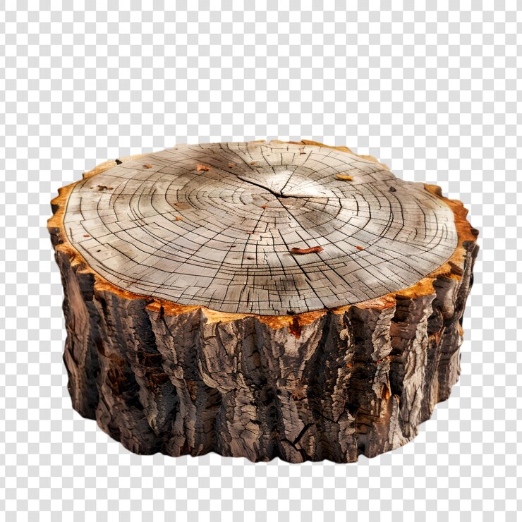 PSD tomo de árbol de madera dura aislado sobre un fondo transparente