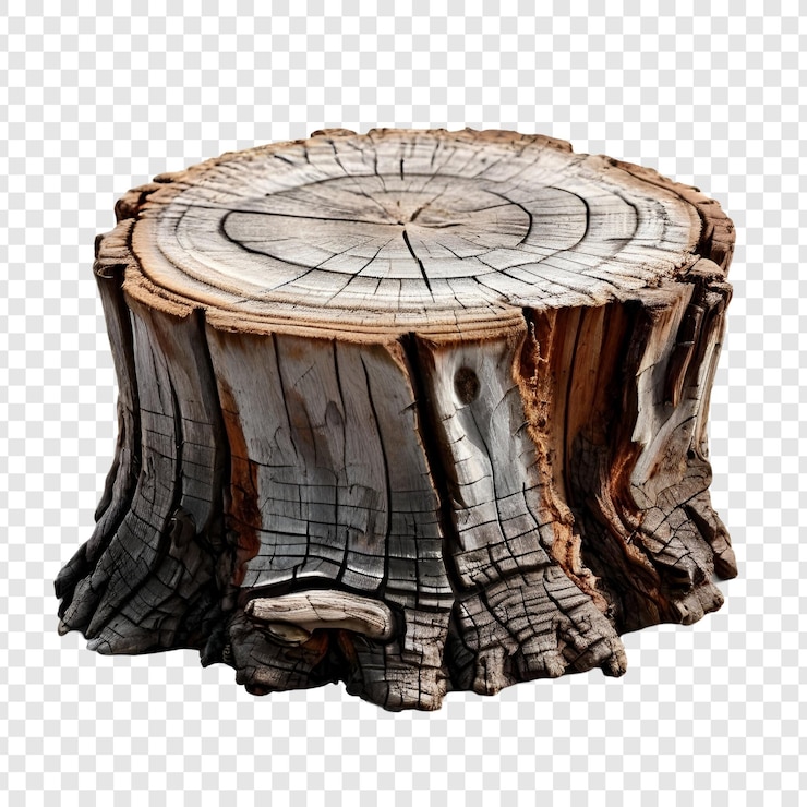 PSD tomo de árbol de madera rústico aislado en transparente