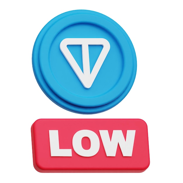 Toncoin 3D-Symbol auf weißem Hintergrund