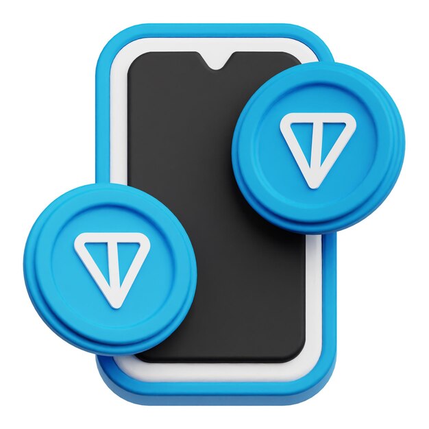 toncoin icono 3D aislado en el fondo blanco