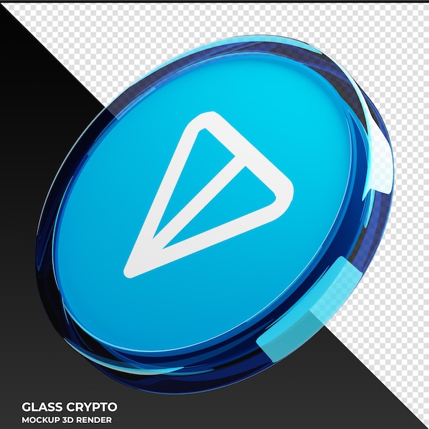 Toncoin TON Glass Crypto Coin Ilustración 3D