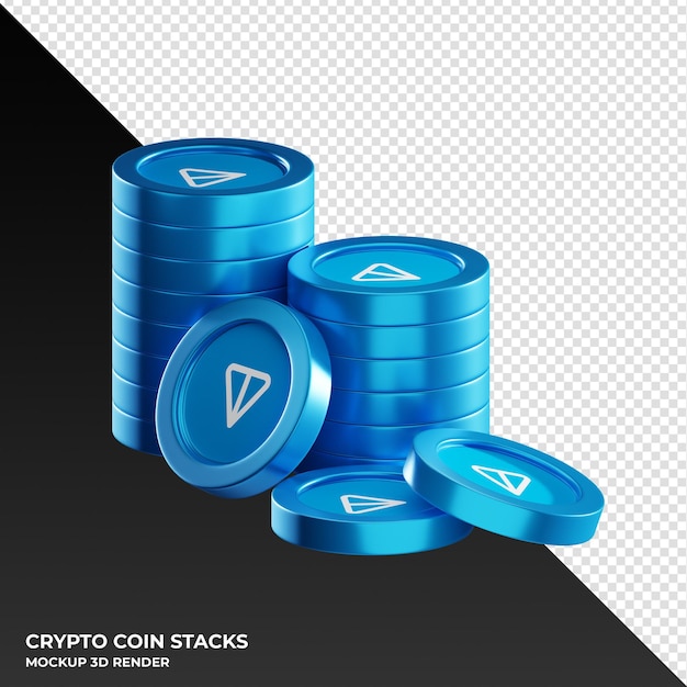 PSD toncoin ton pila de monedas cryptocurrency 3d render ilustración