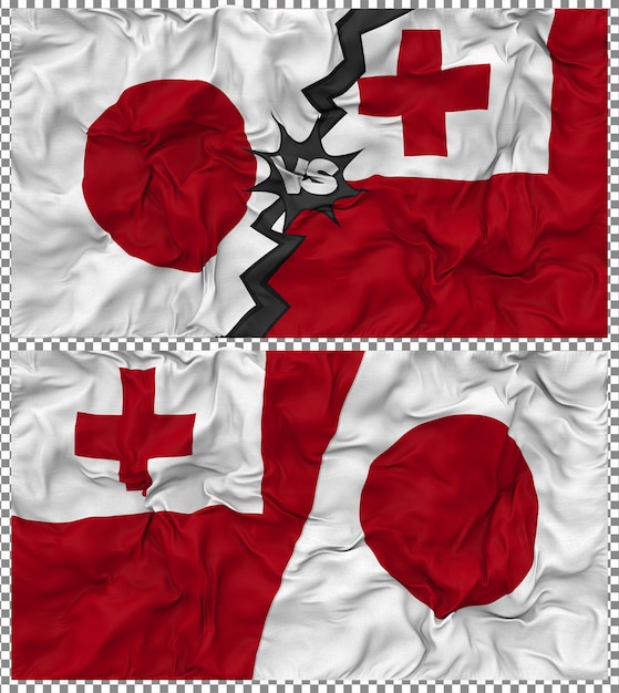 Tonga contra Japón Media bandera combinada con textura 3D de la tela