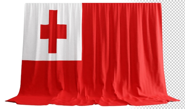 Tonga-flaggenvorhang in 3d-rendering namens flagge von tonga
