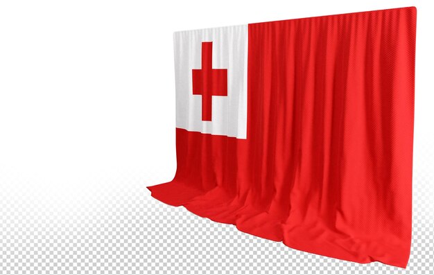 PSD tonga-flaggenvorhang in 3d-rendering namens flagge von tonga