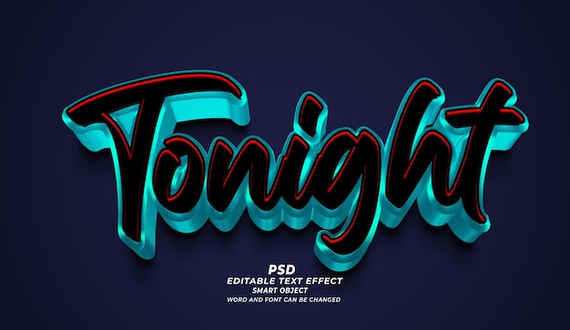 Tonight 3d editable text effect photoshop psd template