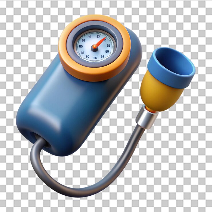 PSD tonometro 3d aislado en fondo blanco medición de presión arterial alta o baja dispositivo médico puede usarse para muchos propósitos vector moderno y de moda en estilo 3d