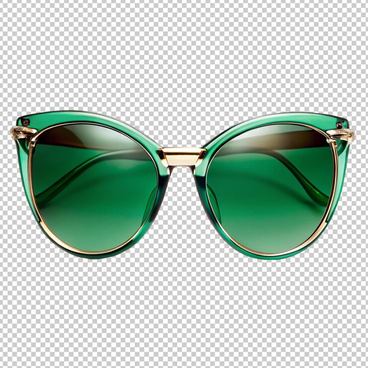 PSD los tonos esmeralda gafas de sol aislados fondo transparente