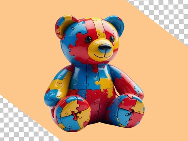 Tons de arco-íris de apoio brinquedo de urso colorido para o Dia do Autismo PNG