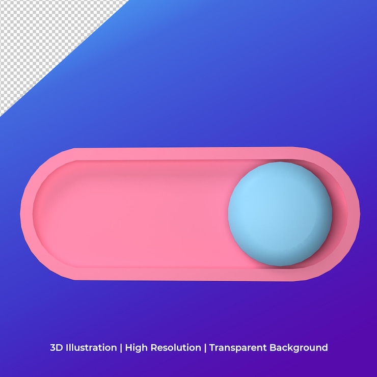 PSD toogle on icon illustration 3d