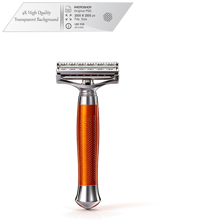 PSD tool for shaving facial and body hair on transparent background