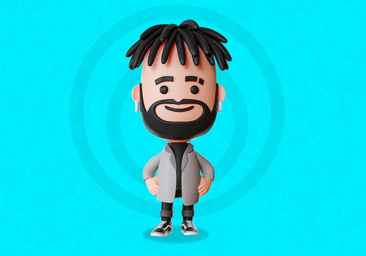 PSD toon 3d du personnage masculin styliste