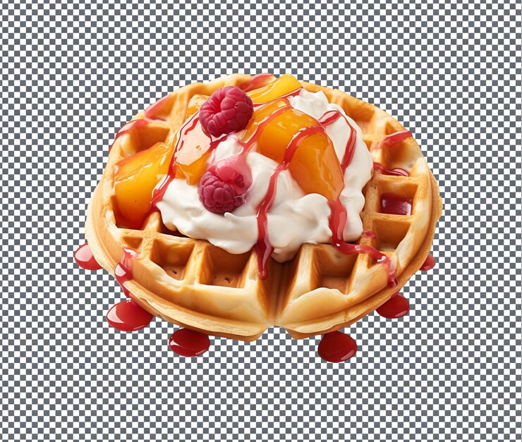PSD toothsome peaches melba waffle isoliert auf durchsichtigem hintergrund