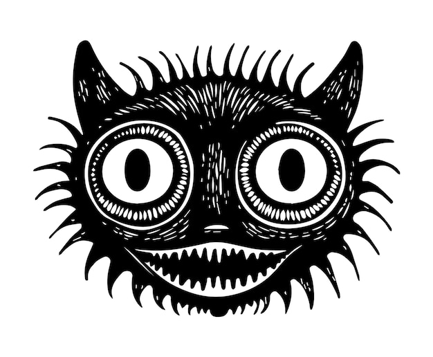 Toothy Eye Fangs Spikes Tattoo-Stempel im makabren Stil