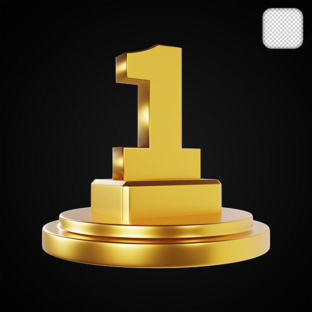 PSD top 1 trophäe gold 3d-rendering