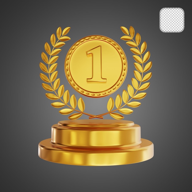 Top 1 trophy gold 3d-illustration