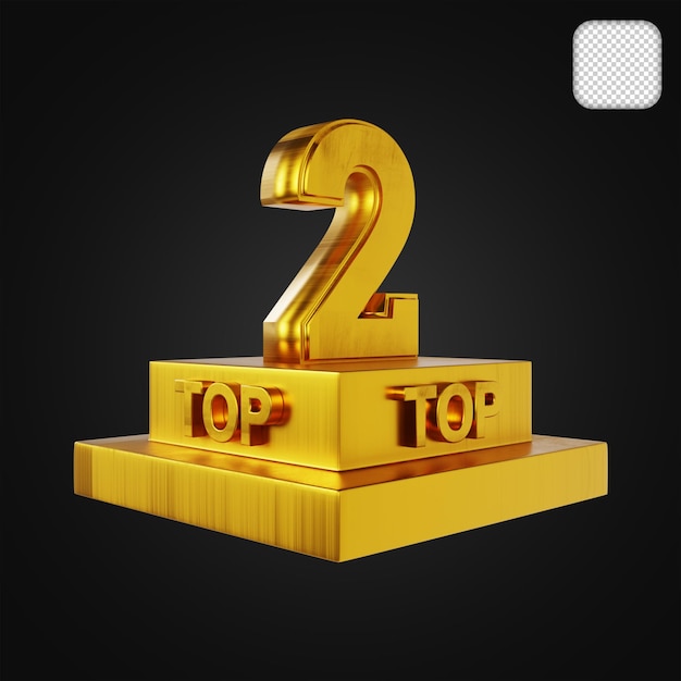 Top 2 Trofeo Oro Ilustración 3D
