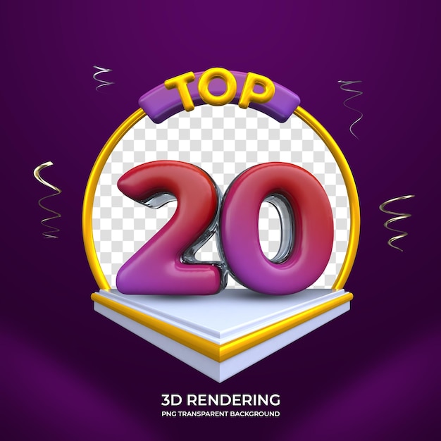 Top 20 Award 3D-Rendering isolierter transparenter Hintergrund