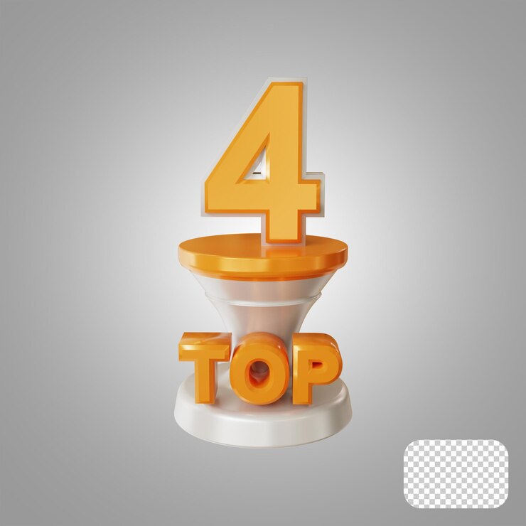 PSD top 4 número com renderização 3d do pódio