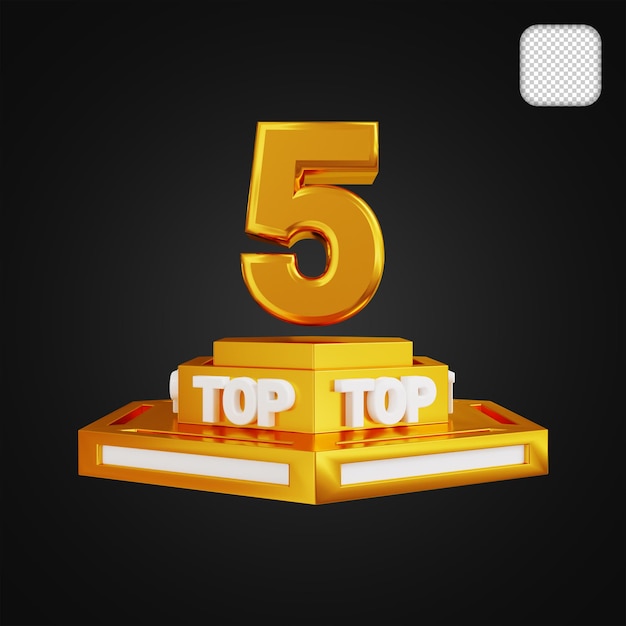 Top 5 Golden Winner Award Logro ilustración 3d