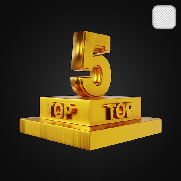 Top 5 Trofeo Oro Ilustración 3D