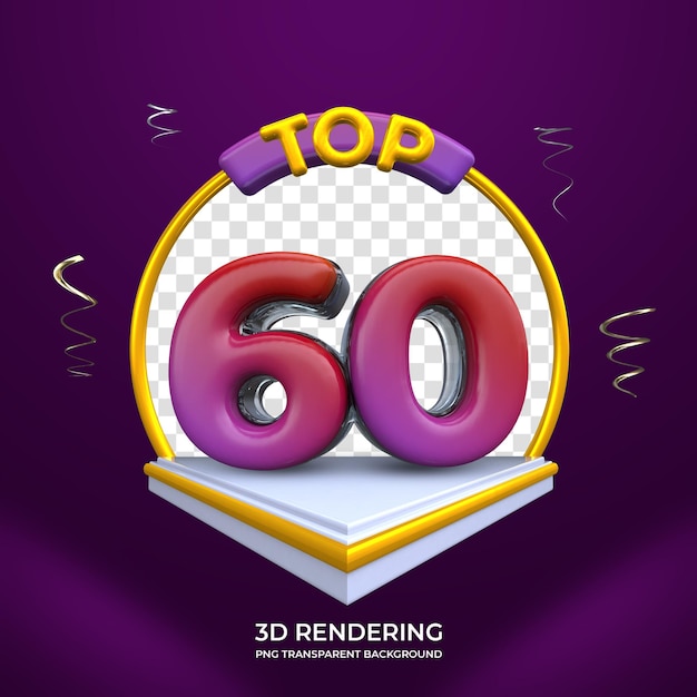 Top 60 Award 3D-Rendering isolierter transparenter Hintergrund