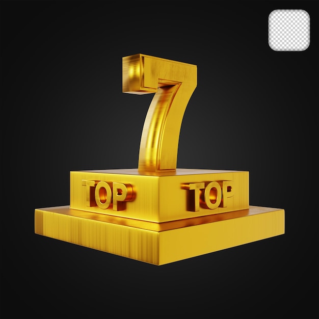 Top 7 Trophy Gold 3D'illustrazione