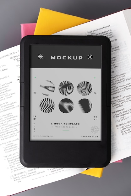 PSD top-ansicht auf dem e-book-mockup