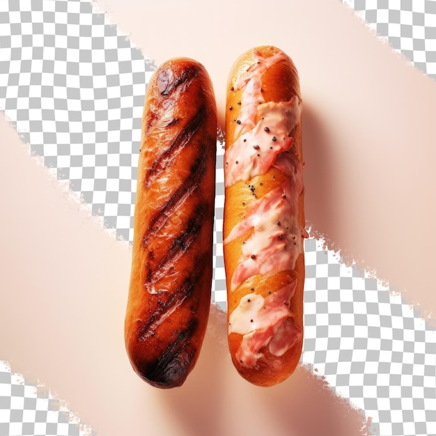 PSD top blanc avec deux saucisses sur un fond transparent