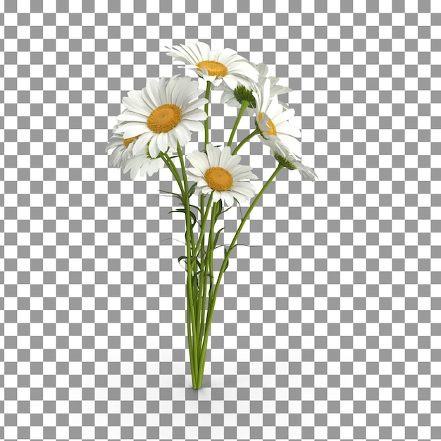 Top di bouquet di fiori PSD 3D su sfondo isolato e trasparente