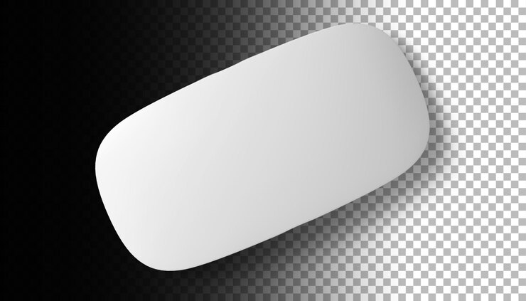 PSD top up view of white mouse over black transparent background