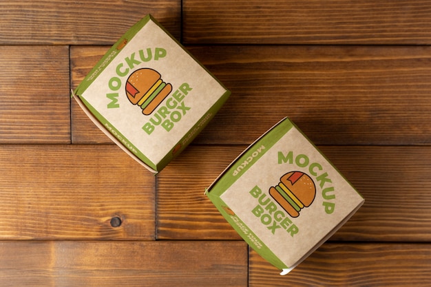 top view burger boxes arrangement
